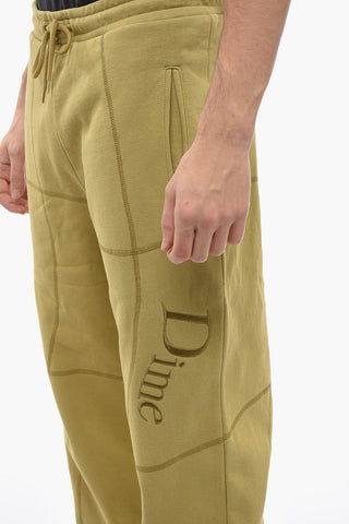Joggers in Cotone Felpato con Cuciture a Vista 