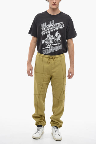 Joggers in Cotone Felpato con Cuciture a Vista 