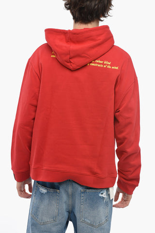 Felpa Regular Fit con Cappuccio in Cotone Felpato con Stampa