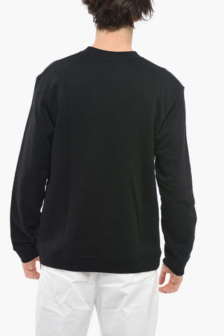 Cotton Fleece Crewneck Sweatshirt with Contrast Print
