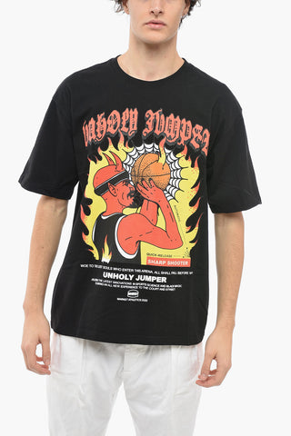 Embossed Printed UNHOLY JUMPER Crew-Neck T-shirt