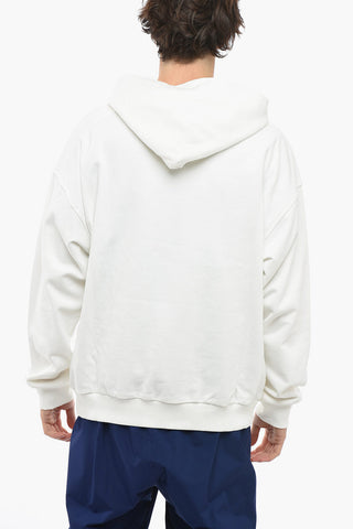 Felpa Hoodie in Cotone Garzato Stampata