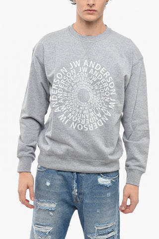 Crew-neck Cotton Sweatshirts with Embroidered Logo