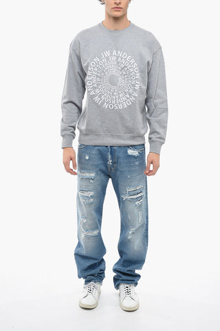 Crew-neck Cotton Sweatshirts with Embroidered Logo