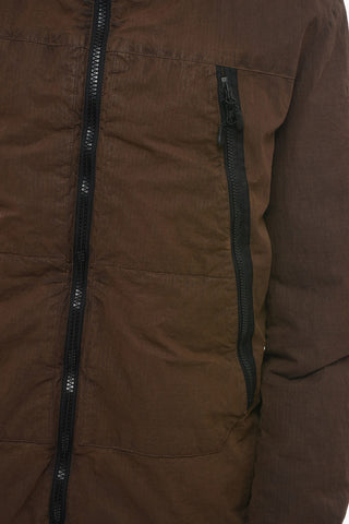 TOUCH Multipocketed Down Jacket with Hood and Front Zip