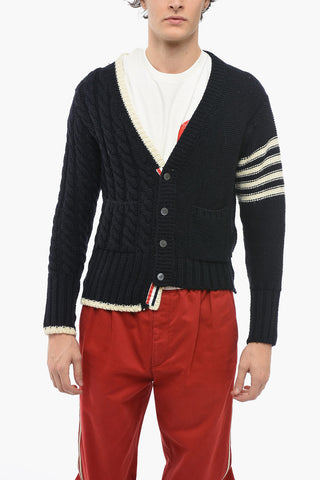 Cardigan Aran HALF AND HALF con Dettaglio a Righe