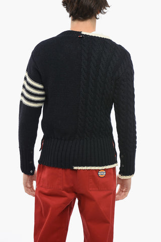 Cardigan Aran HALF AND HALF con Dettaglio a Righe