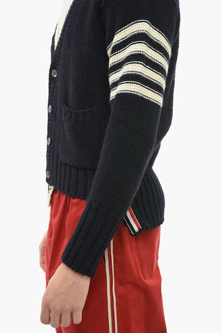 Cardigan Aran HALF AND HALF con Dettaglio a Righe
