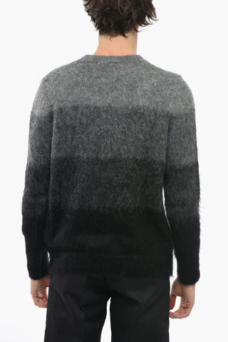 Gradient Effect Fuzzy Crew-Neck Sweater