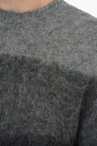 Gradient Effect Fuzzy Crew-Neck Sweater