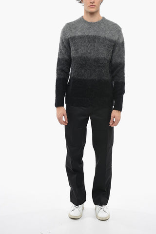 Gradient Effect Fuzzy Crew-Neck Sweater