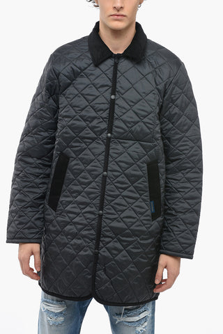 Quilted Jacket with Corduroy Shirt Collar