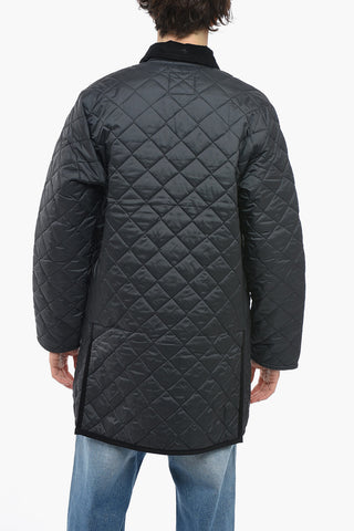 Quilted Jacket with Corduroy Shirt Collar