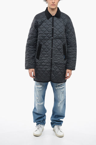 Quilted Jacket with Corduroy Shirt Collar