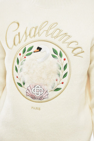 Cashmere EMBLEME DE CYGNE Sweater with Embroidery