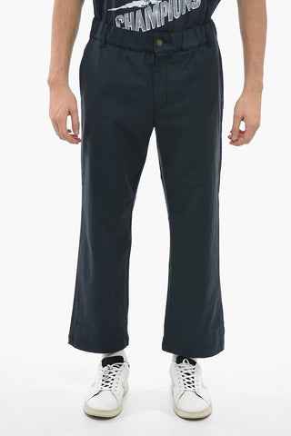 Cotton Casual Pants with Logo-Buttons