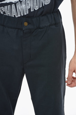 Cotton Casual Pants with Logo-Buttons
