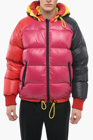 Hooded Color Block Nylon Down Jacket