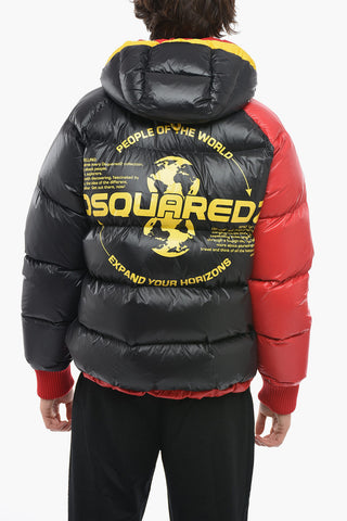 Hooded Color Block Nylon Down Jacket
