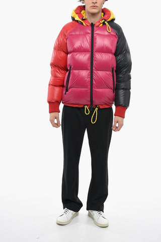 Hooded Color Block Nylon Down Jacket