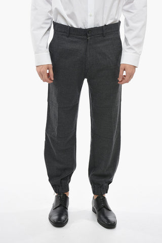 Virgin Wool Stretch Casual Pants with Ankle Zip