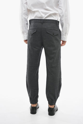 Virgin Wool Stretch Casual Pants with Ankle Zip