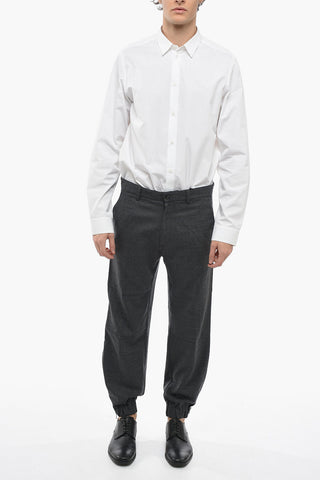Virgin Wool Stretch Casual Pants with Ankle Zip