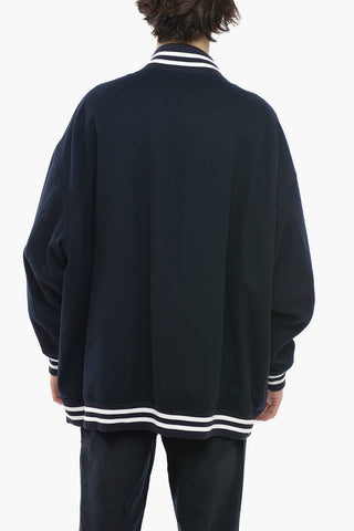 Wool Oversized Bomber Jacket with Terry Logo