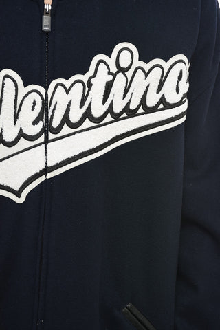Wool Oversized Bomber Jacket with Terry Logo