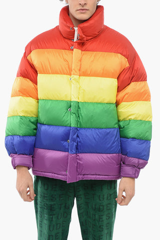 RAINBOW Oversized Down Jacket with Striped Pattern
