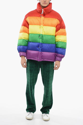 RAINBOW Oversized Down Jacket with Striped Pattern