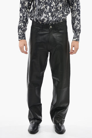 Leather 5 Pockets Pants with Belt Loops