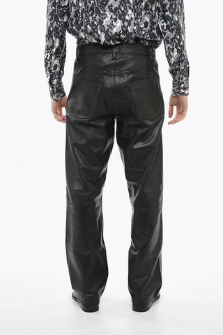 Leather 5 Pockets Pants with Belt Loops