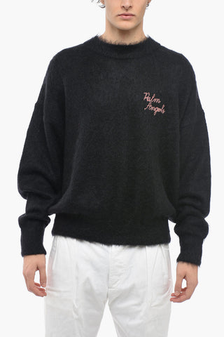 Mohair-blend INTARSIA Sweater with Embroidered Logo