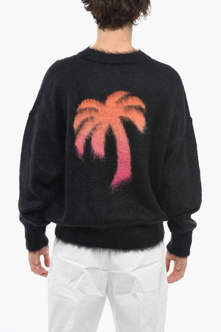 Mohair-blend INTARSIA Sweater with Embroidered Logo