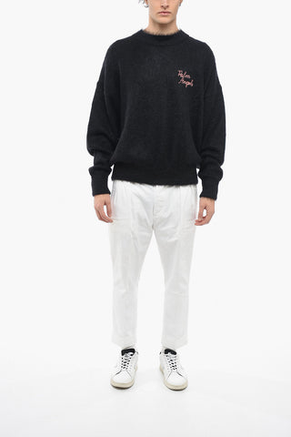 Mohair-blend INTARSIA Sweater with Embroidered Logo