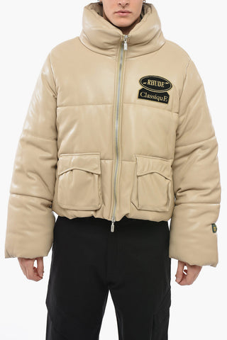 CLASSIQUE Eco-leather Padded Jacket with Terry Details