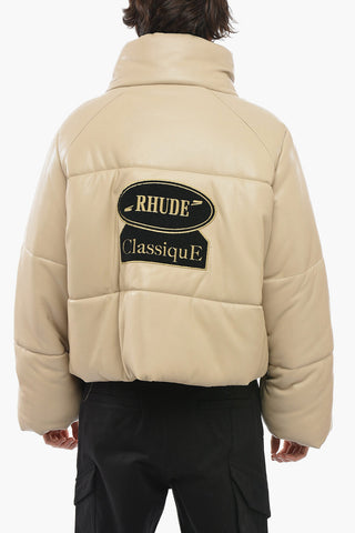 CLASSIQUE Eco-leather Padded Jacket with Terry Details