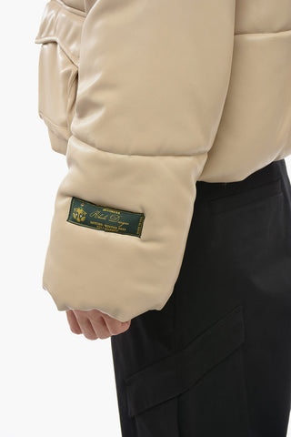 CLASSIQUE Eco-leather Padded Jacket with Terry Details