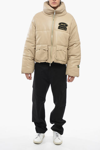 CLASSIQUE Eco-leather Padded Jacket with Terry Details