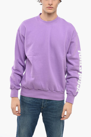 Solid Color PRESS GOTHIC Crew-neck Sweatshirt with Printed Logo