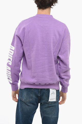 Solid Color PRESS GOTHIC Crew-neck Sweatshirt with Printed Logo