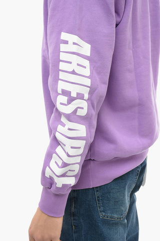 Solid Color PRESS GOTHIC Crew-neck Sweatshirt with Printed Logo