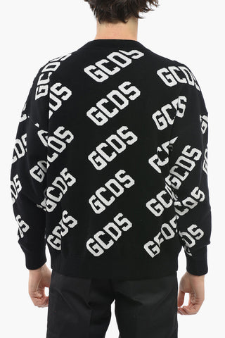 All-Over Embroidered Logo Crew-Neck Sweater