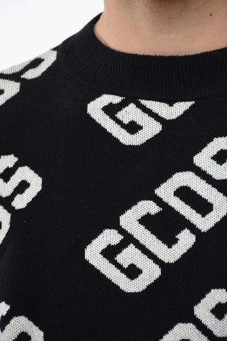 All-Over Embroidered Logo Crew-Neck Sweater