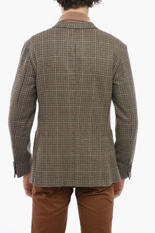 Double-breasted Houndstooth Wool Blend Blazer