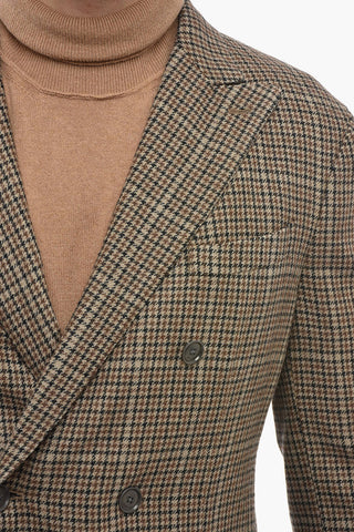 Double-breasted Houndstooth Wool Blend Blazer