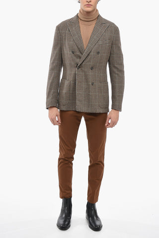 Double-breasted Houndstooth Wool Blend Blazer