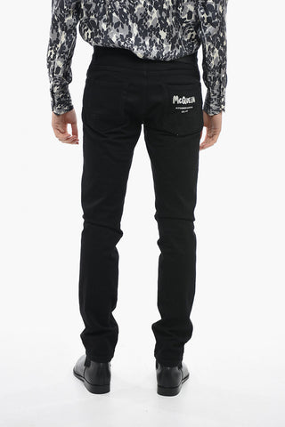 Flared-leg Denims with Rear Embroidered Logo 17cm