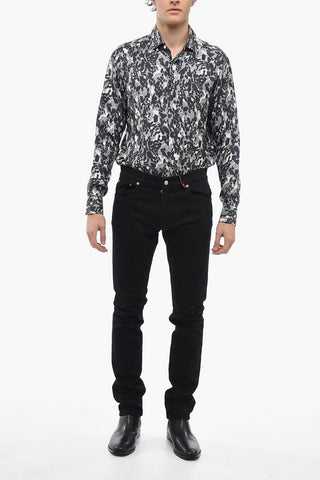 Flared-leg Denims with Rear Embroidered Logo 17cm